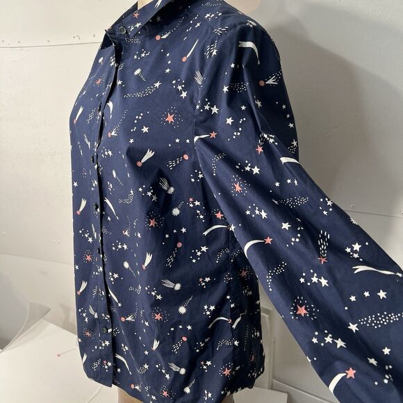 Boden Womens Classic Shirt Size 12r Shooting Star Button-Down Long Sleeve Navy - Picture 13 of 15